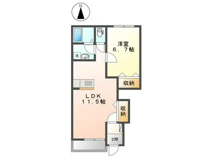 グリーンコート(1LDK/1階)の間取り写真