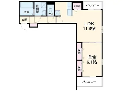 グレース豊中(1LDK/1階)の間取り写真