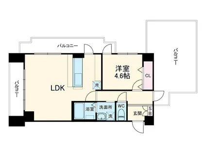 LAND VIEW 山田の杜(1LDK/4階)の間取り写真