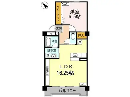 野本ハイツ駅西(1LDK/3階)の間取り写真