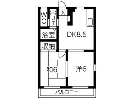 エステートピアカルーバスⅢ(2DK/2階)の間取り写真