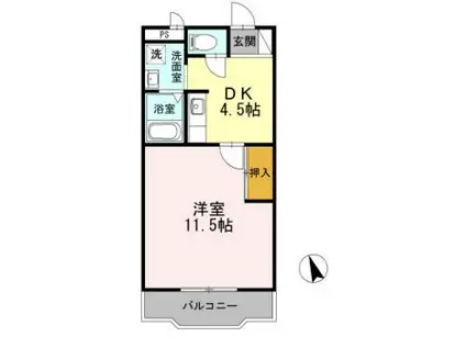 エキスパートヴィラ(1DK/4階)の間取り写真