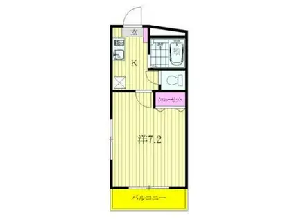 シャトル聖 つつじヶ丘(1K/2階)の間取り写真