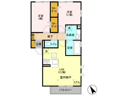 ファンディーナ(2LDK/3階)の間取り写真