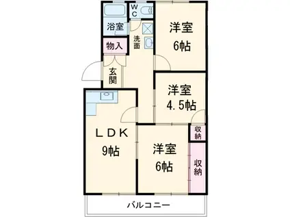 永光マンション(3LDK/1階)の間取り写真