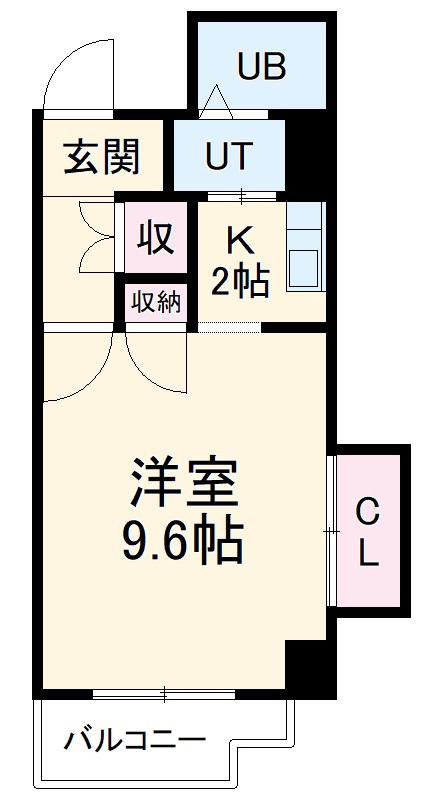 ガーデンハイツ港陽(1K/8階)の間取り写真