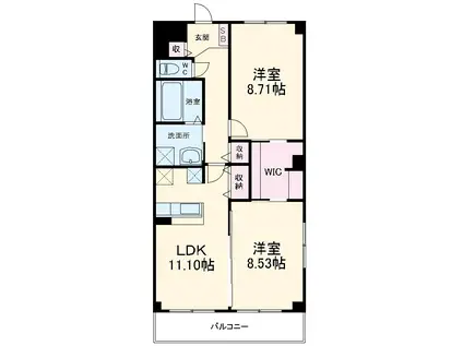 アムール二の宮(2LDK/2階)の間取り写真