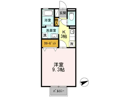 ルーチェ錦(1K/2階)の間取り写真