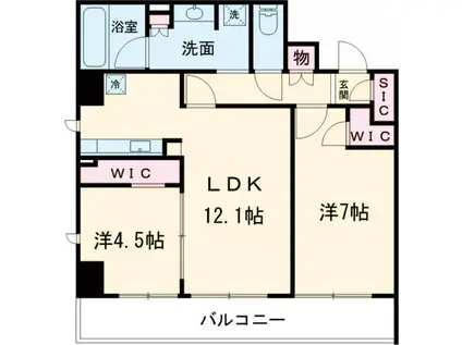 COCO-CHILL KAMEARI(2LDK/6階)の間取り写真