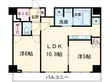 COCO-CHILL KAMEARI(2LDK/5階)の間取り写真