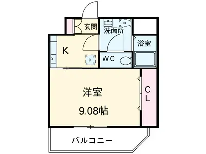 ピースプレイス牛巻(1K/10階)の間取り写真