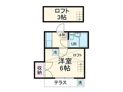 パレス六名(1K/1階)の間取り写真