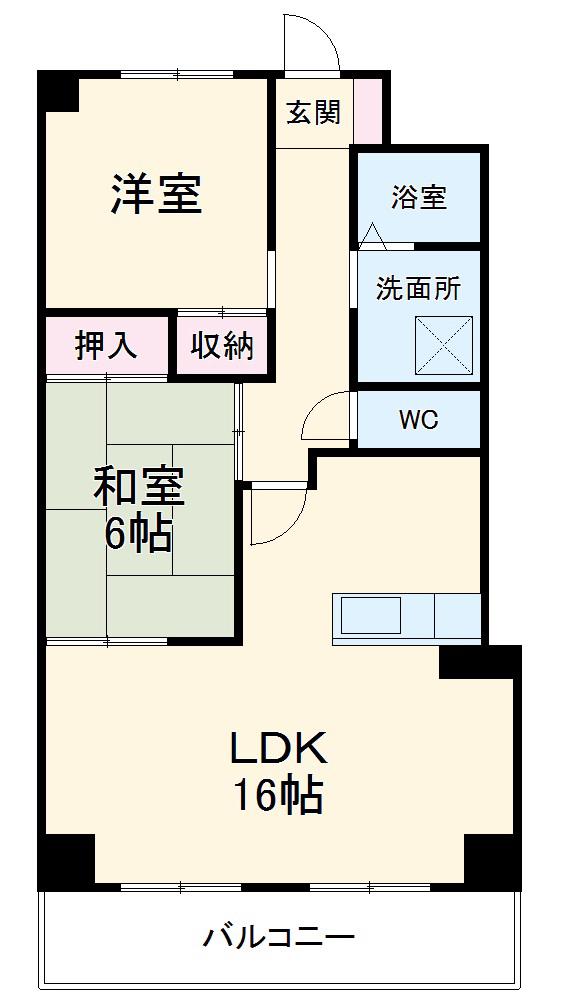 グランドール瑞天(2LDK/4階)の間取り写真