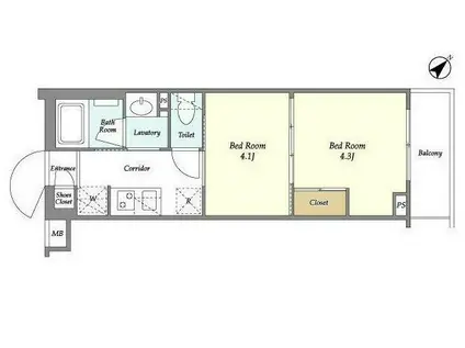 フレシア経堂(2K/3階)の間取り写真