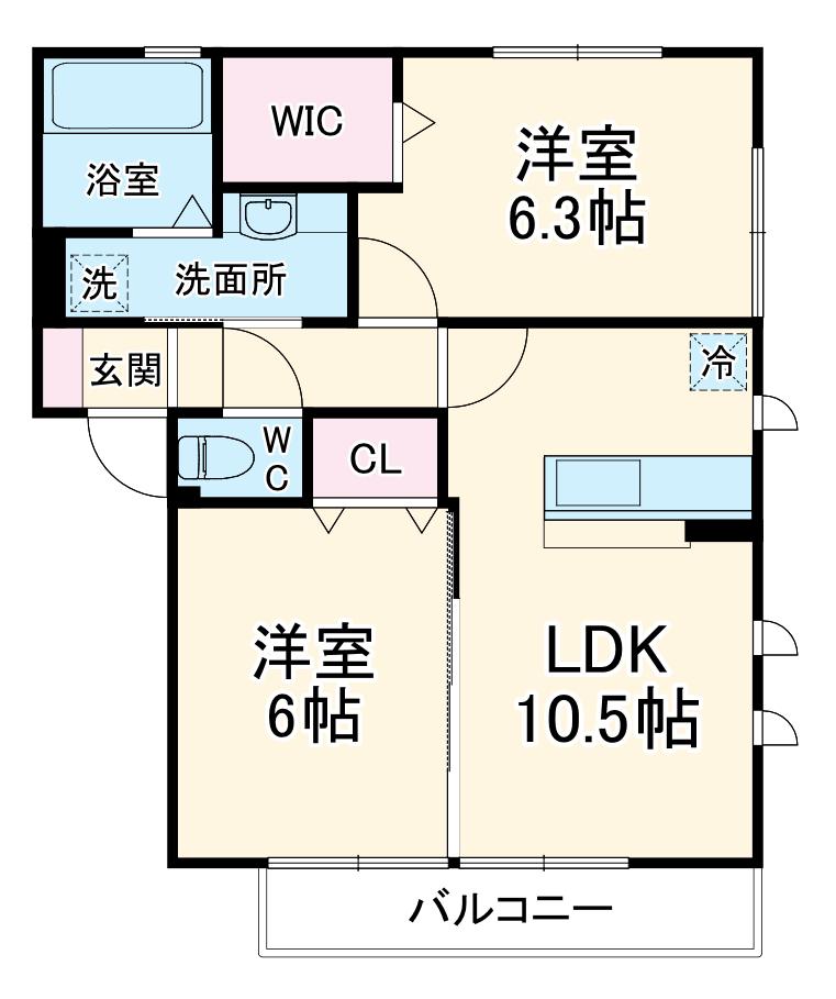 ソレイユⅡ(2LDK/3階)の間取り写真