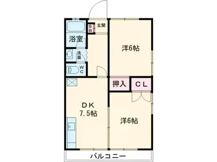 コーポオオゴ G(2DK/1階)の間取り写真