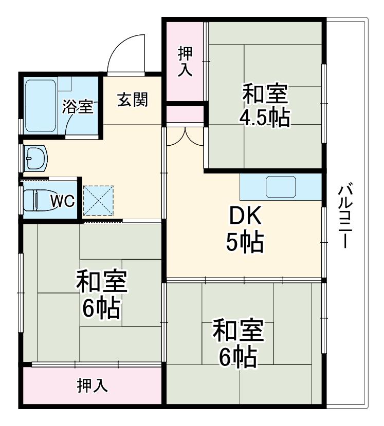 ビレッジハウス所沢1号棟(3DK/4階)の間取り写真