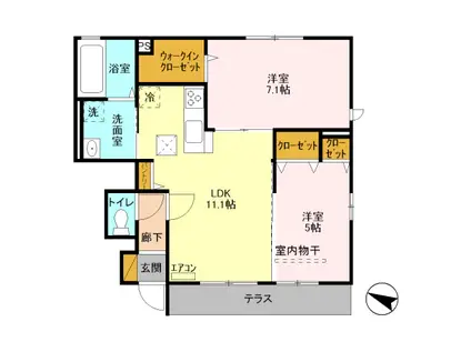 メゾン・ド・ライコⅡ(2LDK/1階)の間取り写真