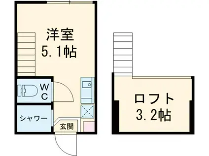 ハーモニーテラス八幡山Ⅱ(ワンルーム/2階)の間取り写真