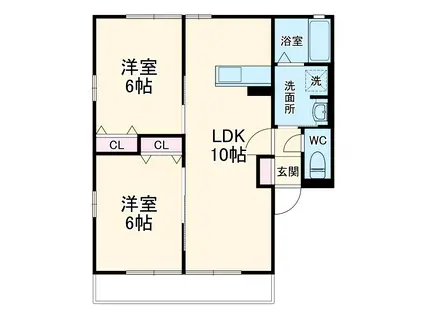 メイプルⅠ(2LDK/1階)の間取り写真