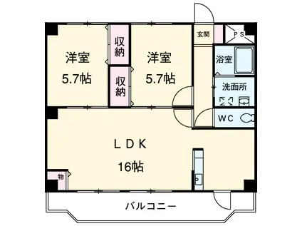 M・ソレイユ(2LDK/2階)の間取り写真