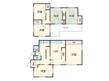 東海道本線 幸田駅 徒歩15分 2階建 築55年(6DK)の間取り写真