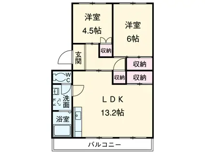 MINORU(2LDK/4階)の間取り写真