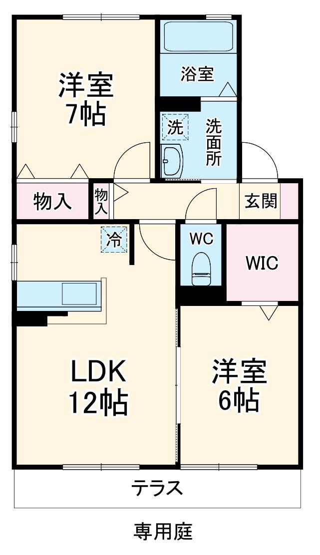 DEAR COURTⅠ(2LDK/1階)の間取り写真