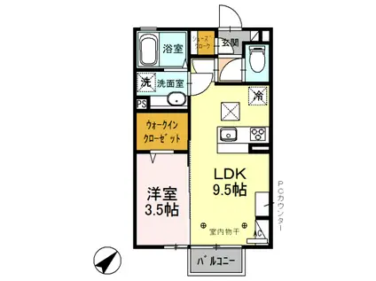 ROYAL WIT B(1LDK/1階)の間取り写真