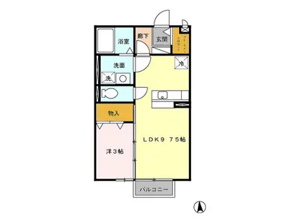 アルシオーネD(1LDK/2階)の間取り写真