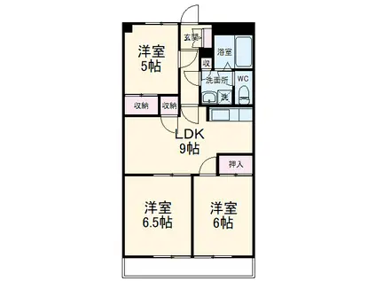 M・アリージェンス(3LDK/2階)の間取り写真