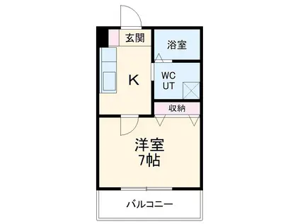 ボヌール北谷(1K/1階)の間取り写真