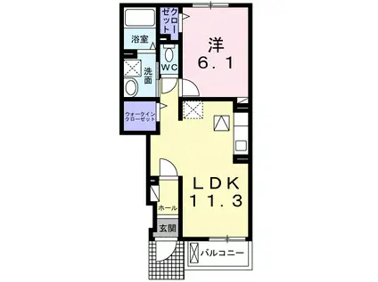 グレイスⅡ(1LDK/1階)の間取り写真