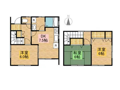 ヴェルジュC(3DK/1階)の間取り写真