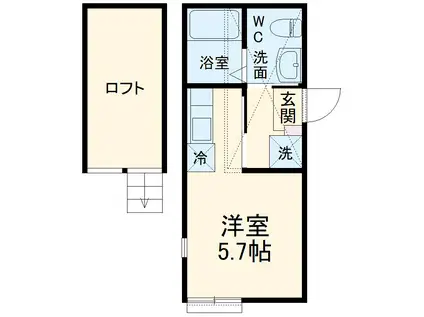 ドミール横浜(ワンルーム/1階)の間取り写真