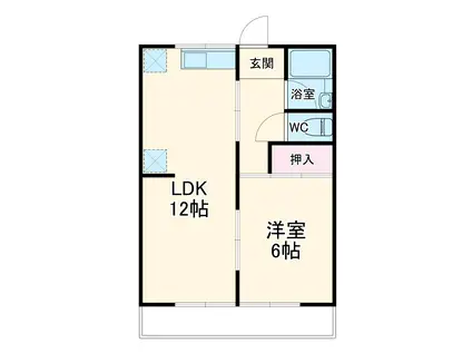ハイツ井上B(1LDK/2階)の間取り写真