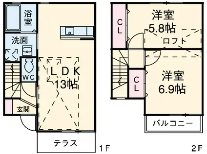 リアン ファミリオ(2LDK)の間取り写真