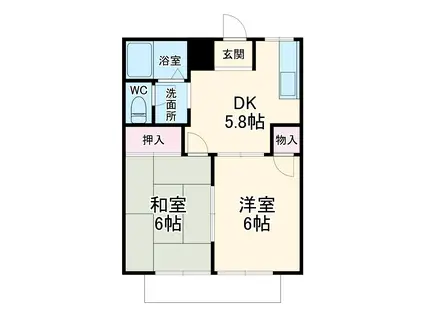 エクセル21 A(2DK/1階)の間取り写真