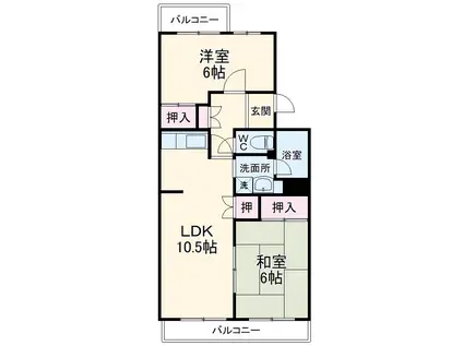 リヴェールヒルズあざみ野(2LDK/1階)の間取り写真