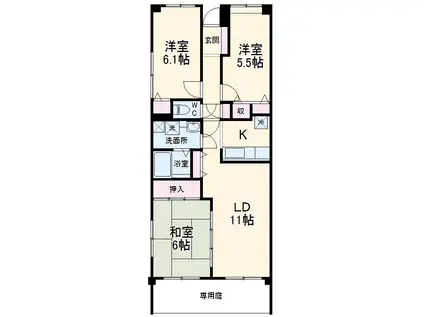 ベルパーク八千代R棟(3LDK/1階)の間取り写真