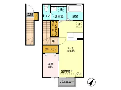 フォレストコート(1LDK/2階)の間取り写真