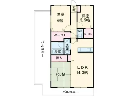 レジディア東松戸(3LDK/5階)の間取り写真