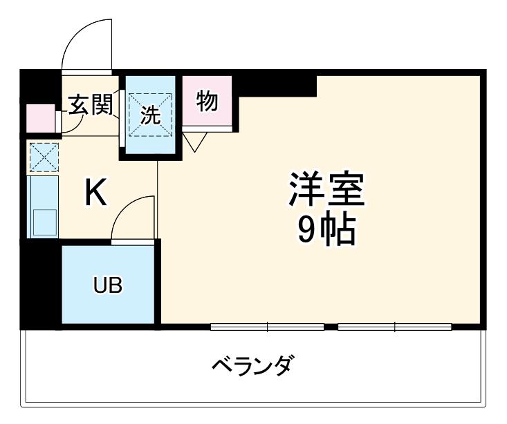 ハイツ水鐘(1K/4階)の間取り写真