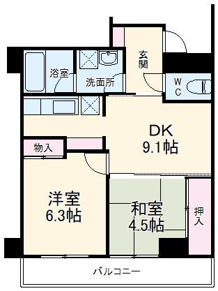 ラセーヌ蛍池(2LDK/4階)の間取り写真