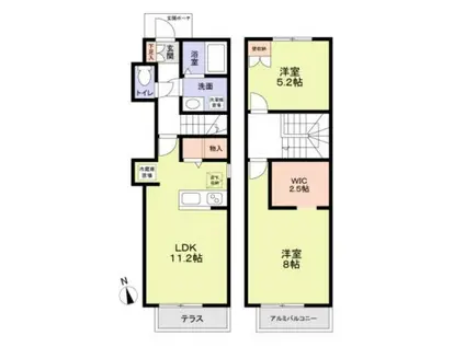 エトワール(2LDK/1階)の間取り写真