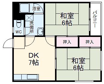 草野21号館(2DK/4階)の間取り写真