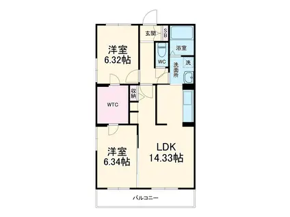 デラパーチェ(2LDK/5階)の間取り写真