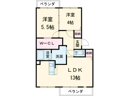 MAISONAZUR(2LDK/2階)の間取り写真