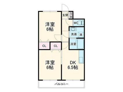エクセレントこはく(2DK/2階)の間取り写真