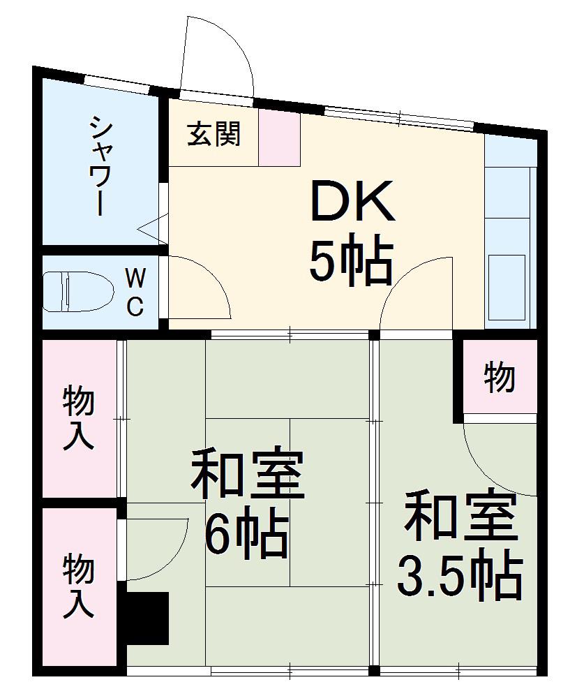 北原ビル(2DK/3階)の間取り写真